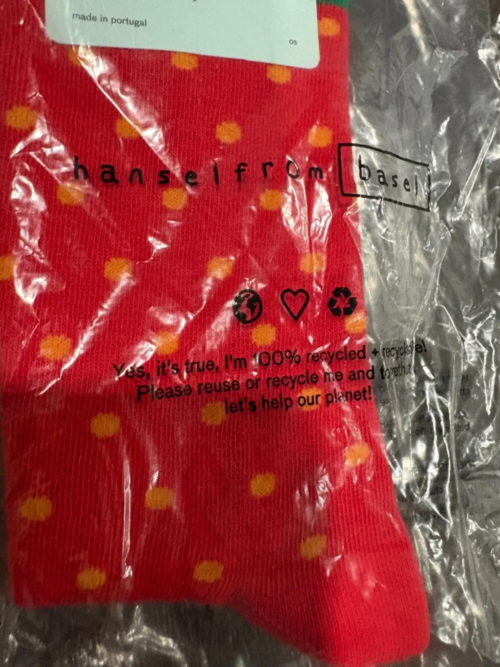 Hansel from Basel Socks Red Orange Polka Dot  NEW